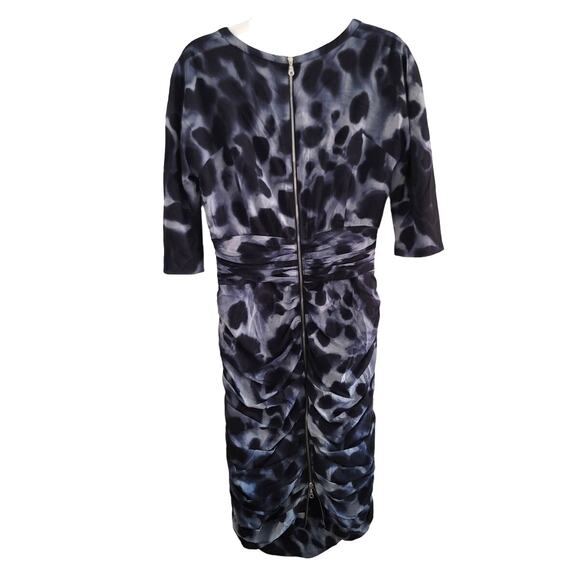 Whistles Silk Blend Blue Tones Ruched Full Back Zip Bodycon Dress 6 - Picture 2 of 12